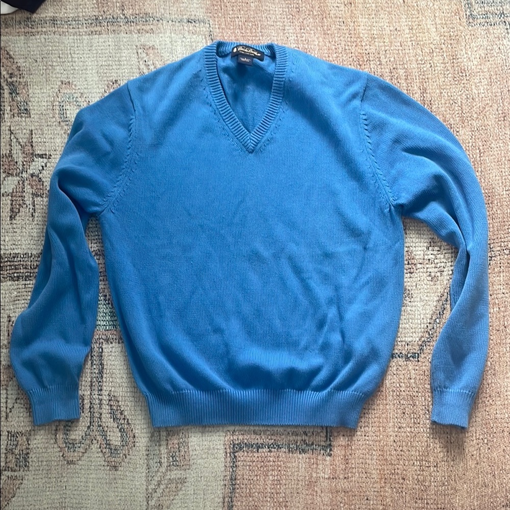 Brooks Brothers Men’s Blue V-Neck Sweater (size small)